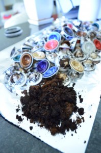Coffee grounds from recycled Nespresso pods
